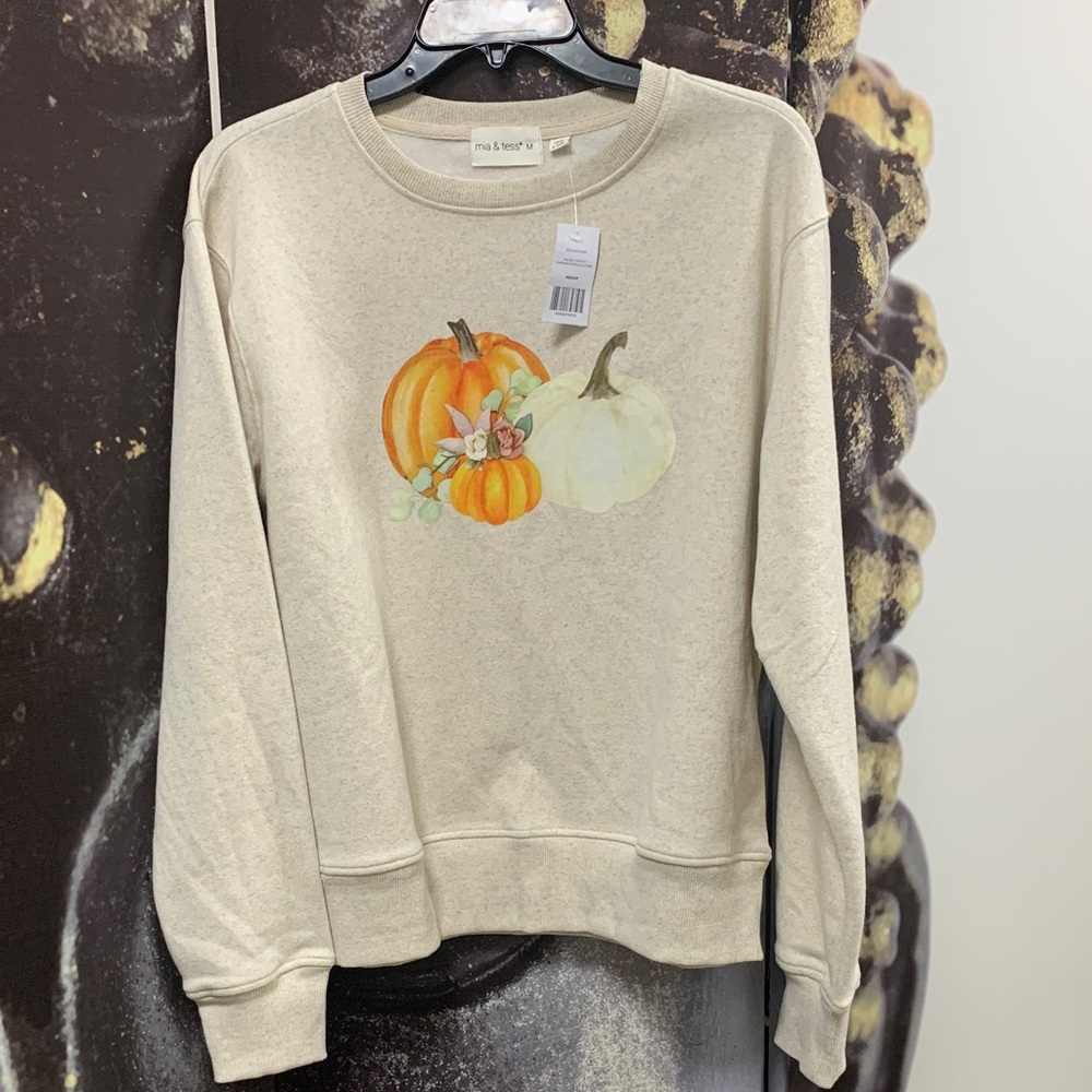 Mia & Tess Pumpkin Graphic Sweatshirt